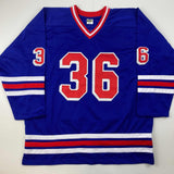 Autographed/Signed Glenn Anderson 94 SC Champs New York Blue Jersey JSA COA