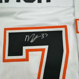 Framed Autographed/Signed Mason McTavish 35x39 Anaheim White Jersey JSA COA