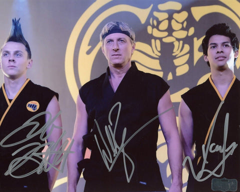 Zabka, Mariduena, and Bertrand Signed Cobra Kai Unframed 8x10 Photo