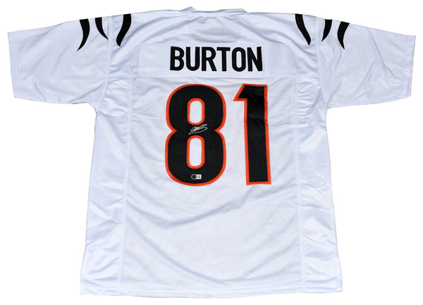 JERMAINE BURTON SIGNED AUTOGRAPHED CINCINNATI BENGALS #81 WHITE JERSEY BECKETT