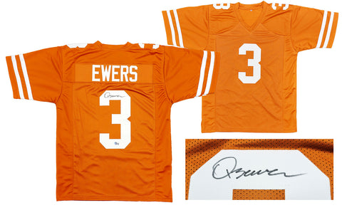 TEXAS LONGHORNS QUINN EWERS AUTOGRAPHED ORANGE JERSEY BECKETT BAS QR 201711