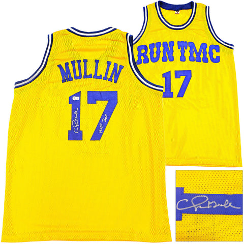 WARRIORS CHRIS MULLIN AUTOGRAPHED YELLOW JERSEY HOF 2011 BECKETT WITNESS 232594