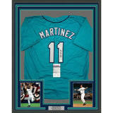 Framed Autographed/Signed Edgar Martinez 35x39 Seattle Teal Jersey JSA COA