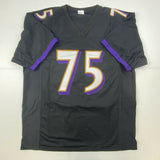 Autographed/Signed JONATHAN OGDEN HOF 13 Baltimore Black Jersey JSA COA Auto