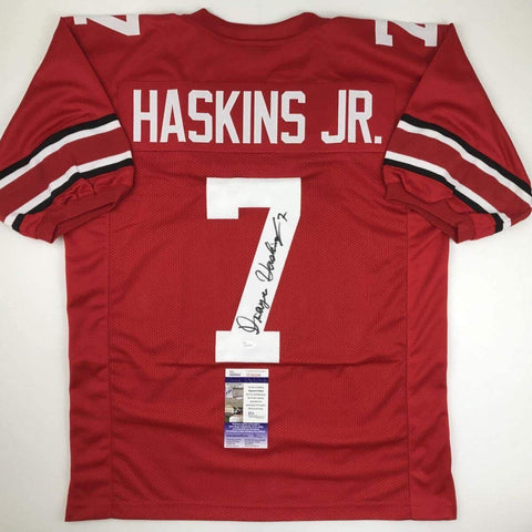 Autographed/Signed Dwayne Haskins Jr. Ohio State Red College Jersey JSA COA