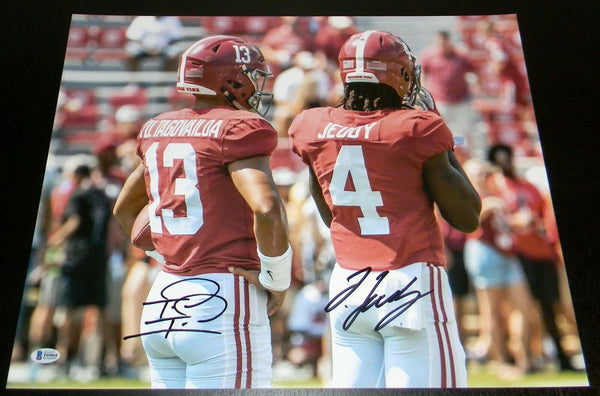 TUA TAGOVAILOA & JERRY JEUDY SIGNED ALABAMA CRIMSON TIDE 16x20 PHOTO BECKETT