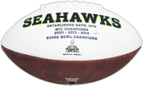 TYLER LOCKETT AUTOGRAPHED SEATTLE SEAHAWKS WHITE LOGO FOOTBALL MCS HOLO 222026