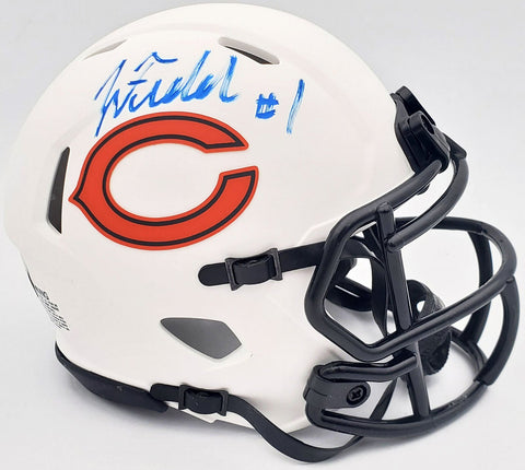 Justin Fields Autographed Bears Lunar Eclipse Mini Helmet Beckett QR WL62751