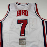 Autographed/Signed Larry Bird United States USA White Dream Team Jersey JSA COA