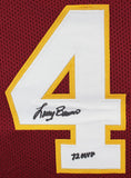 NFL MVPs (3) Theismann, Mosely & Brown Signed Maroon Pro Style Jersey BAS Wit