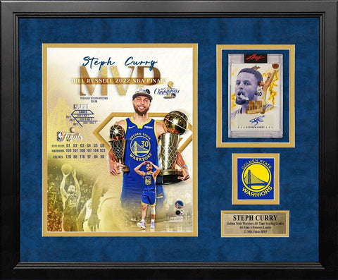 Steph Curry 2022 Finals MVP Photo & Autographed Card Warriors Framed Collage