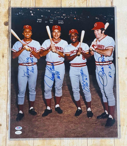 Pete Rose T. Perez J. Bench Joe Morgan Big Red Machine Signed 16x20 Photo PSA