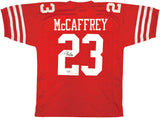 SAN FRANCISCO 49ERS CHRISTIAN MCCAFFREY AUTOGRAPHED RED JERSEY BECKETT QR 227788