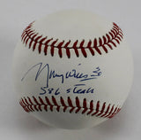 Maury Willis "586 Steals" Signed OML Baseball (Steiner COA) Los Angeles Dodgers