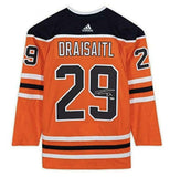 LEON DRAISAITL Autographed Edmonton Oilers Authentic Orange Jersey FANATICS