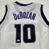 Autographed/Signed DeMar DeRozan Sacramento White Jersey Beckett BAS COA