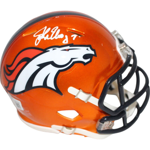 John Elway Autographed/Signed Denver Broncos Flash Mini Helmet Beckett 46819