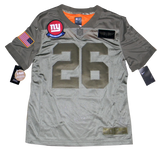 SAQUON BARKLEY SIGNED NEW YORK GIANTS SALUTE TO SERVICE NIKE LIMITED JERSEY BAS