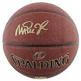 Lakers Magic Johnson Signed in Gold Spalding Brown Basketball w/ Case BAS