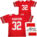 OHIO STATE BUCKEYES TREVEYON HENDERSON AUTOGRAPHED RED JERSEY BECKETT QR 203905