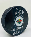 KAAPO KAHKONEN Autographed Wild "NHL Debut 11/26/19" Official Puck FANATICS