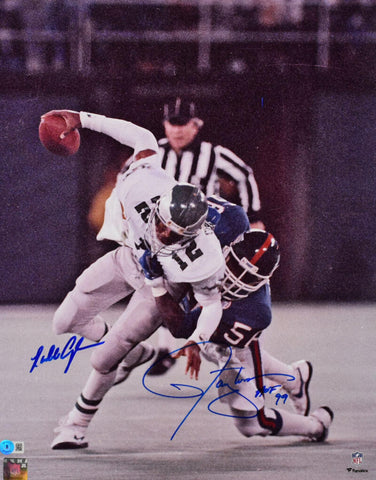 Lawrence Taylor Randall Cunningham Signed 16X20 Sack Photo w/HOF-Beckett W Holo