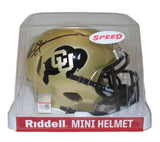 Deion Sanders Signed Colorado Buffaloes Gold Mini Helmet Beckett 39626