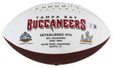 Buccaneers Rachaad White Signed White Panel Logo Football BAS Witnessed