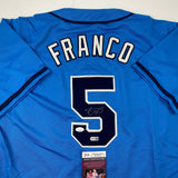 Autographed/Signed Wander Franco Tampa Bay Light Blue Baseball Jersey JSA COA