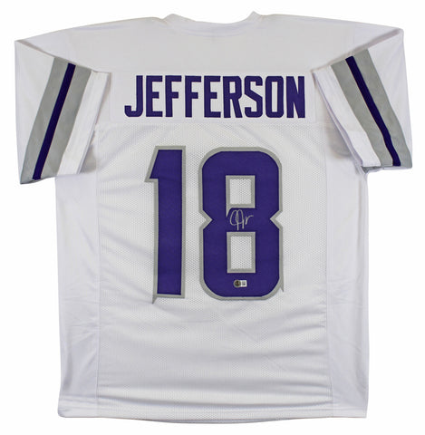 Justin Jefferson Authentic Signed White Alternate Pro Style Jersey BAS Witnessed