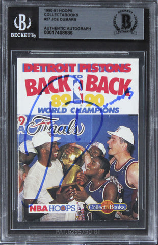 Pistons Joe Dumars Authentic Signed 1990 Hoops #27 Card BAS Slabbed