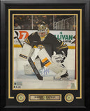 Jeremy Swayman in Goal Boston Bruins Autographed 16x20 Framed Photo JSA PSA