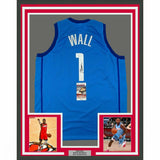 FRAMED Autographed/Signed JOHN WALL 33x42 Houston Light Blue Jersey JSA COA Auto