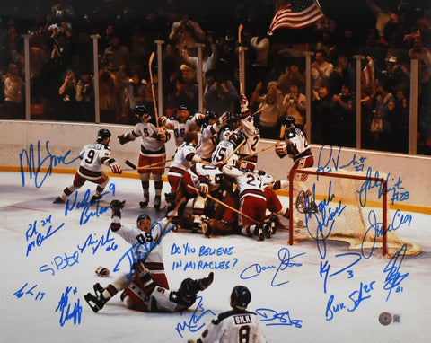 1980 Miracle on Ice Autographed 16x20 Photo w/ Do You Believe-Beckett W Hologram