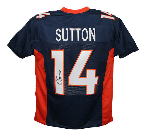 Courtland Sutton Autographed/Signed Pro Style Blue XL Jersey JSA 22341