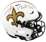 Saints Derek Carr & Michael Thomas Signed Lunar Speed Flex F/S Helmet BAS Wit