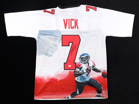 Michael Vick Signed Atlanta Falcons White Photo Jersey (JSA COA) 4xPro Bowl QB