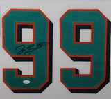 JASON TAYLOR (Dolphins white SKYLINE) Signed Autographed Framed Jersey JSA