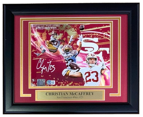 Christian McCaffrey Signed Framed 8x10 San Francisco 49ers Collage Photo BAS