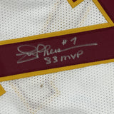 Autographed/Signed JOE THEISMANN 83 MVP Washington White Jersey Beckett BAS COA