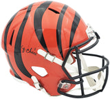 JA'MARR CHASE AUTOGRAPHED BENGALS ORANGE FULL SIZE HELMET BECKETT WITNESS 228826