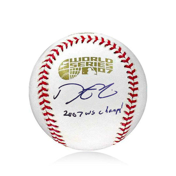 Dustin Pedroia Red Sox Autographed 2007 World Series Baseball WS Champs JSA PSA