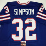 Autographed/Signed OJ O.J. SIMPSON Buffalo Blue Football Jersey JSA COA Auto