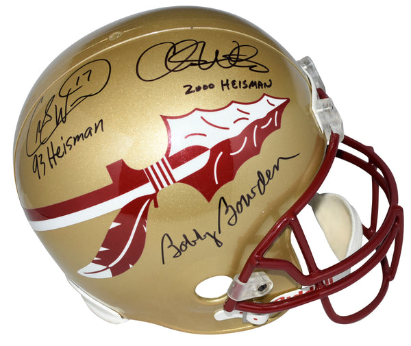 BOBBY BOWDEN CHARLIE WARD CHRIS WEINKE SIGNED FLORIDA STATE FULL SIZE HELMET