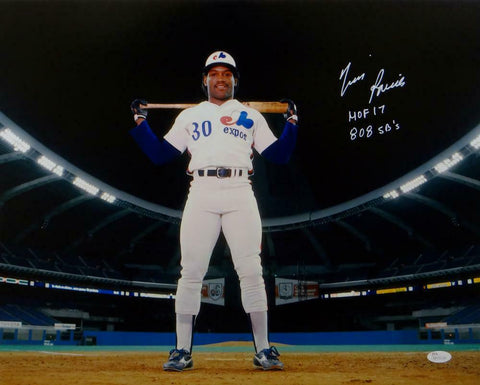 Tim Raines Autographed Expos 16x20 On Field w/ Inscriptions Photo- JSA W Auth