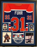 FRAMED GRANT FUHR AUTOGRAPHED SIGNED EDMONTON OILERS JERSEY JSA COA