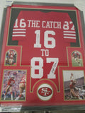 Joe Montana & Dwight Clark Signed San Francisco 49ers Framed Red Custom Jersey With "The Catch - 1.10.82" Inscription