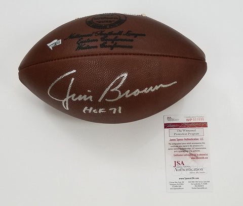 Jim Brown Signed Cleveland Browns NFL The Duke Football W/ HOF 71 JSA Witnessed