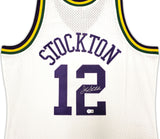 JAZZ JOHN STOCKTON AUTOGRAPHED WHITE M&N 1991-92 JERSEY XL BECKETT 224338