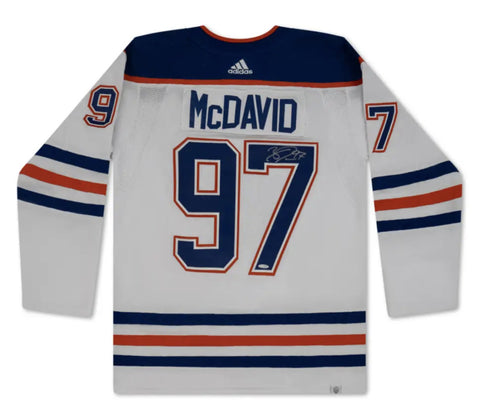 Connor McDavid Autographed White 2023 Adidas Edmonton Oilers Jersey UDA